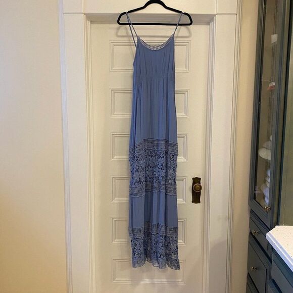 Tobi Light Blue Crochet Boho Sleeveless Maxi Dress - Picture 4 of 12